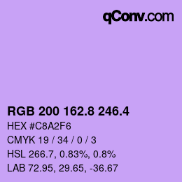 カラーコード: RGB 200 162.8 246.4 | qconv.com