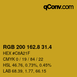 カラーコード: RGB 200 162.8 31.4 | qconv.com