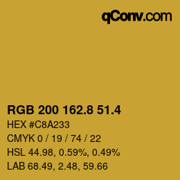 カラーコード: RGB 200 162.8 51.4 | qconv.com