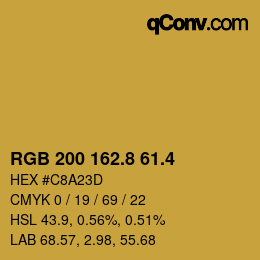 カラーコード: RGB 200 162.8 61.4 | qconv.com