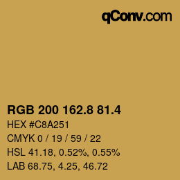 カラーコード: RGB 200 162.8 81.4 | qconv.com