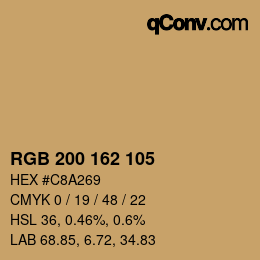 Color code: RGB 200 162 105 | qconv.com