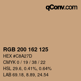 Color code: RGB 200 162 125 | qconv.com