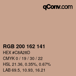 カラーコード: RGB 200 162 141 | qconv.com