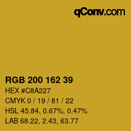 Color code: RGB 200 162 39 | qconv.com