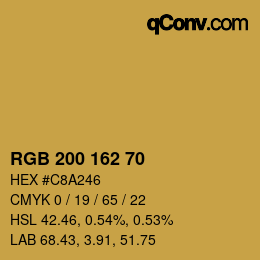 Color code: RGB 200 162 70 | qconv.com