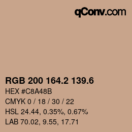 カラーコード: RGB 200 164.2 139.6 | qconv.com