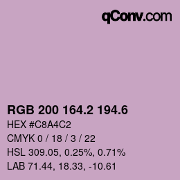 カラーコード: RGB 200 164.2 194.6 | qconv.com