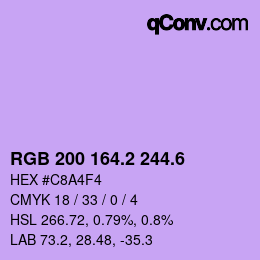 カラーコード: RGB 200 164.2 244.6 | qconv.com