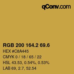 カラーコード: RGB 200 164.2 69.6 | qconv.com