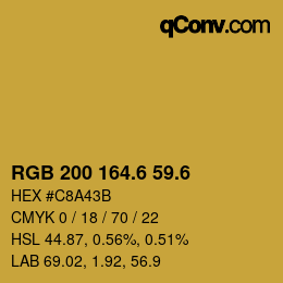 カラーコード: RGB 200 164.6 59.6 | qconv.com