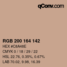 Código de color: RGB 200 164 142 | qconv.com