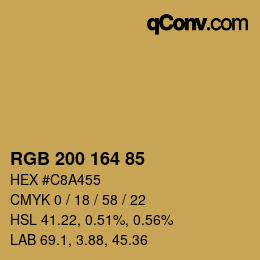 Color code: RGB 200 164 85 | qconv.com