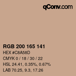 Color code: RGB 200 165 141 | qconv.com