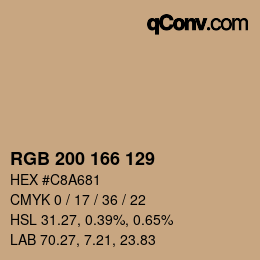 Color code: RGB 200 166 129 | qconv.com