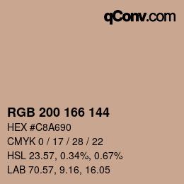 カラーコード: RGB 200 166 144 | qconv.com