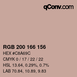 Color code: RGB 200 166 156 | qconv.com