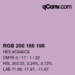 カラーコード: RGB 200 166 198 | qconv.com