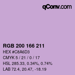 颜色代码: RGB 200 166 211 | qconv.com