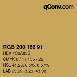 颜色代码: RGB 200 166 91 | qconv.com