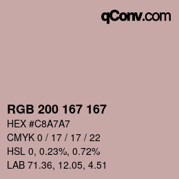 Código de color: RGB 200 167 167 | qconv.com