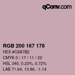 颜色代码: RGB 200 167 178 | qconv.com