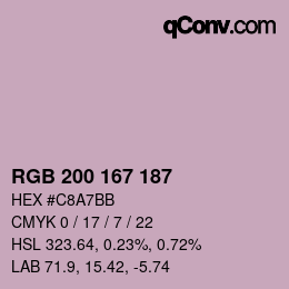 カラーコード: RGB 200 167 187 | qconv.com