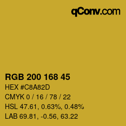 Farbcode: RGB 200 168 45 | qconv.com
