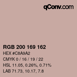 Color code: RGB 200 169 162 | qconv.com