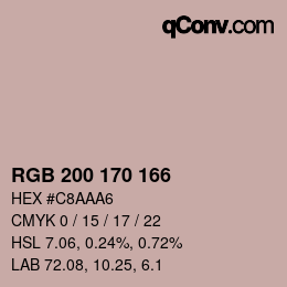 Color code: RGB 200 170 166 | qconv.com