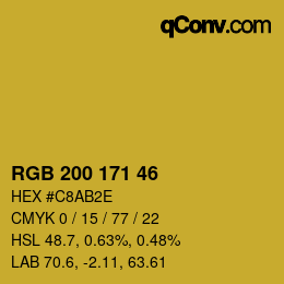 颜色代码: RGB 200 171 46 | qconv.com