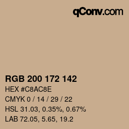 カラーコード: RGB 200 172 142 | qconv.com