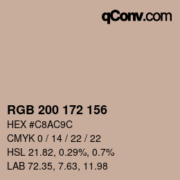 Color code: RGB 200 172 156 | qconv.com