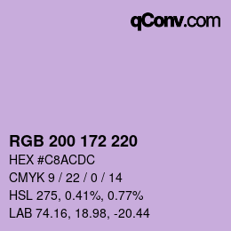 Color code: RGB 200 172 220 | qconv.com