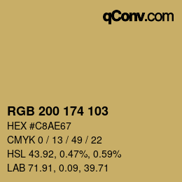 カラーコード: RGB 200 174 103 | qconv.com