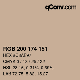 Color code: RGB 200 174 151 | qconv.com