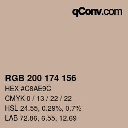 カラーコード: RGB 200 174 156 | qconv.com