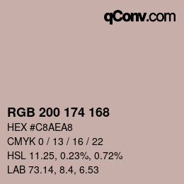 Código de color: RGB 200 174 168 | qconv.com