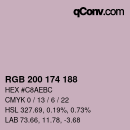 Color code: RGB 200 174 188 | qconv.com
