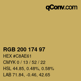 Color code: RGB 200 174 97 | qconv.com