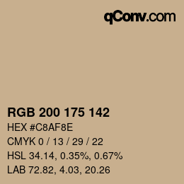 Color code: RGB 200 175 142 | qconv.com