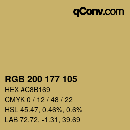 Color code: RGB 200 177 105 | qconv.com