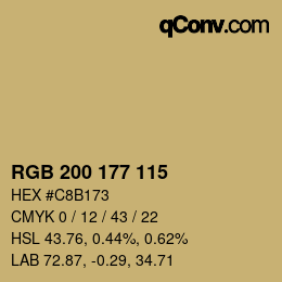Color code: RGB 200 177 115 | qconv.com