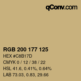 カラーコード: RGB 200 177 125 | qconv.com
