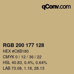 Color code: RGB 200 177 128 | qconv.com