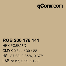 Color code: RGB 200 178 141 | qconv.com