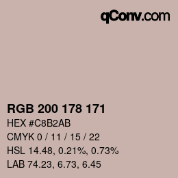 Color code: RGB 200 178 171 | qconv.com