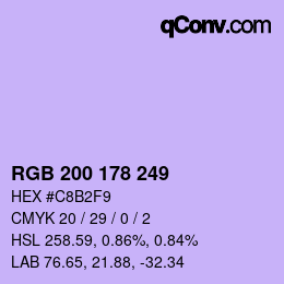 Color code: RGB 200 178 249 | qconv.com