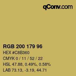 Color code: RGB 200 179 96 | qconv.com