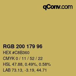 Color code: RGB 200 179 96 | qconv.com